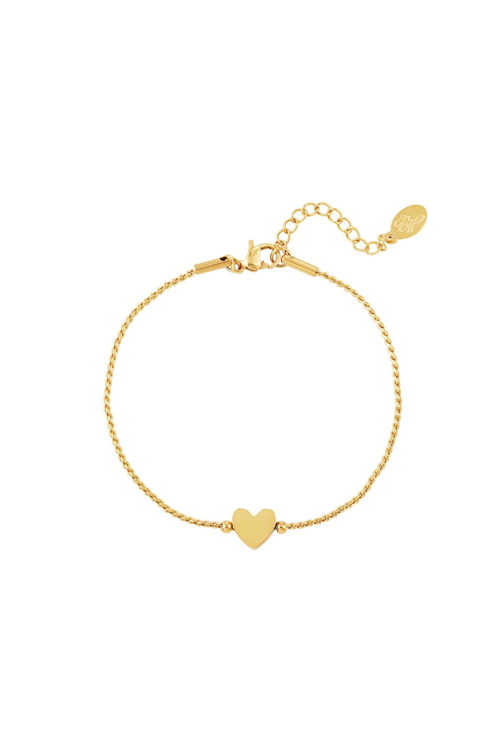 Bracciale a cuore in acciaio inossidabile Gold Stainless Steel