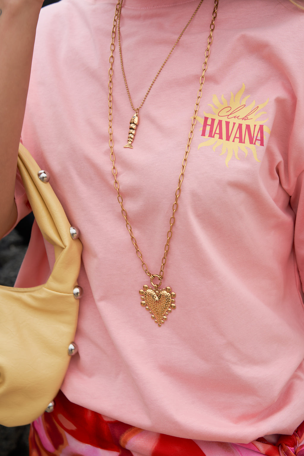 Long necklace with chunky heart charm