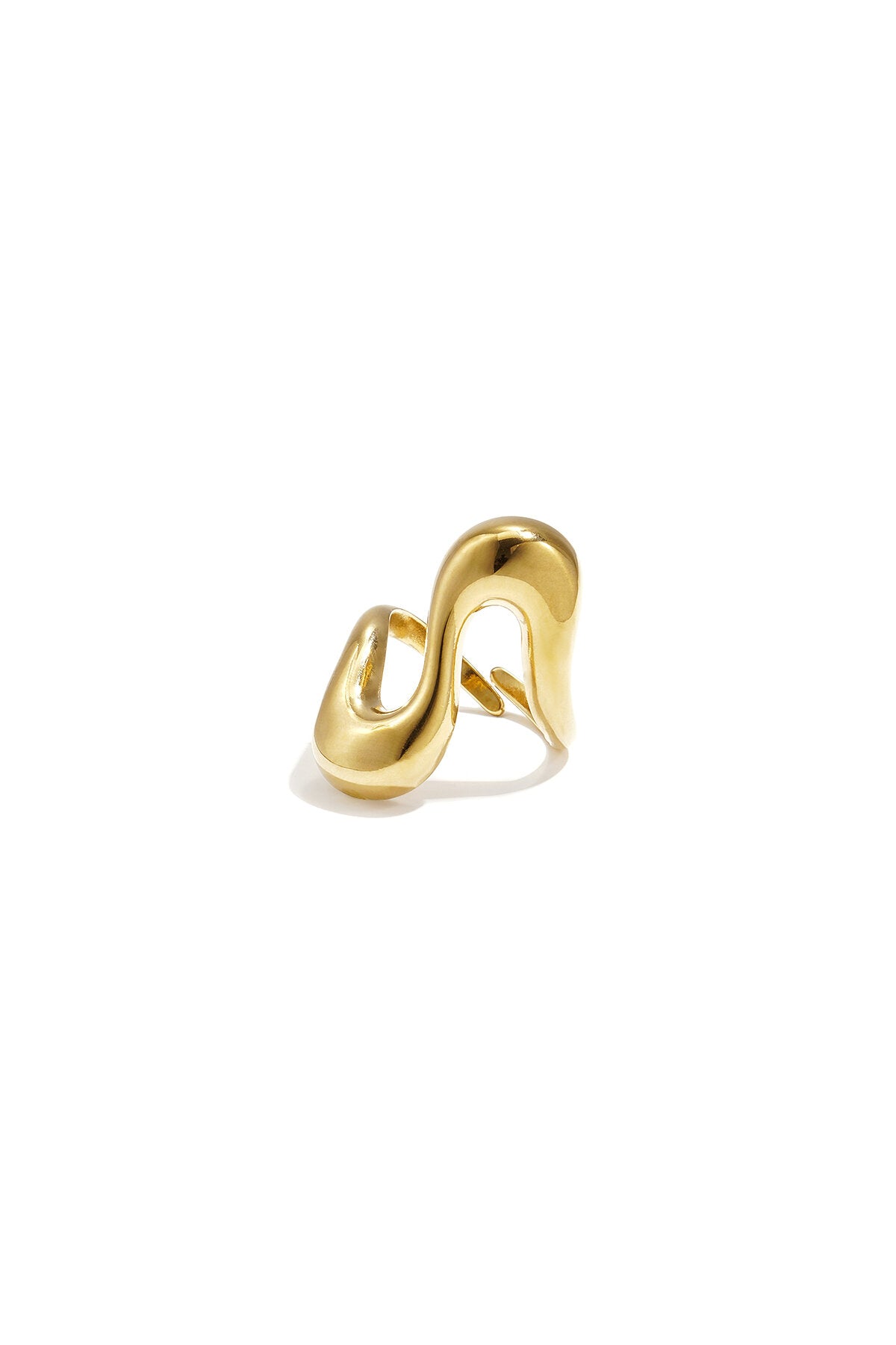Anello di tendenza regolabile con design ondulato.