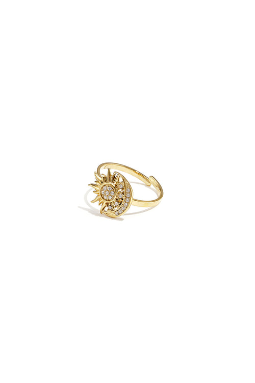 Adjustable ring with heart-shaped stone and heart