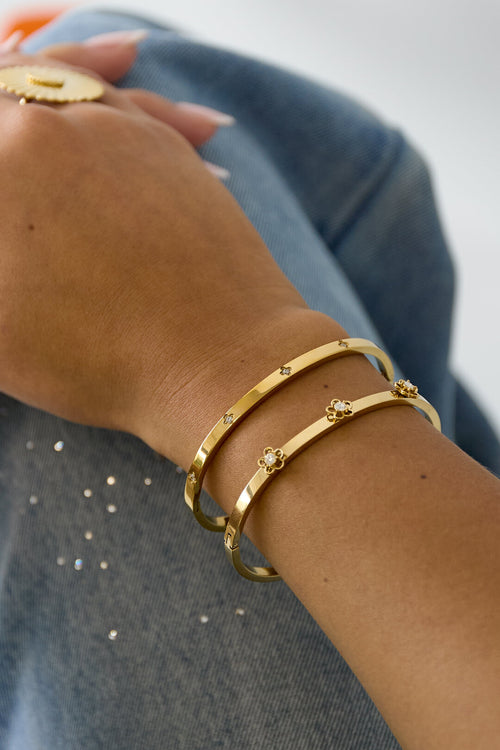 Bracciale con dettaglio floreale e strass