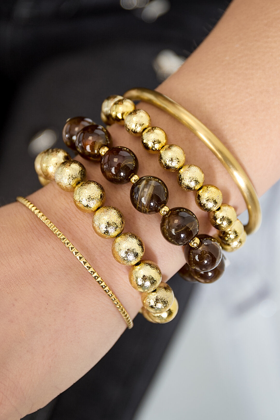 Set di 3 bracciali con perline