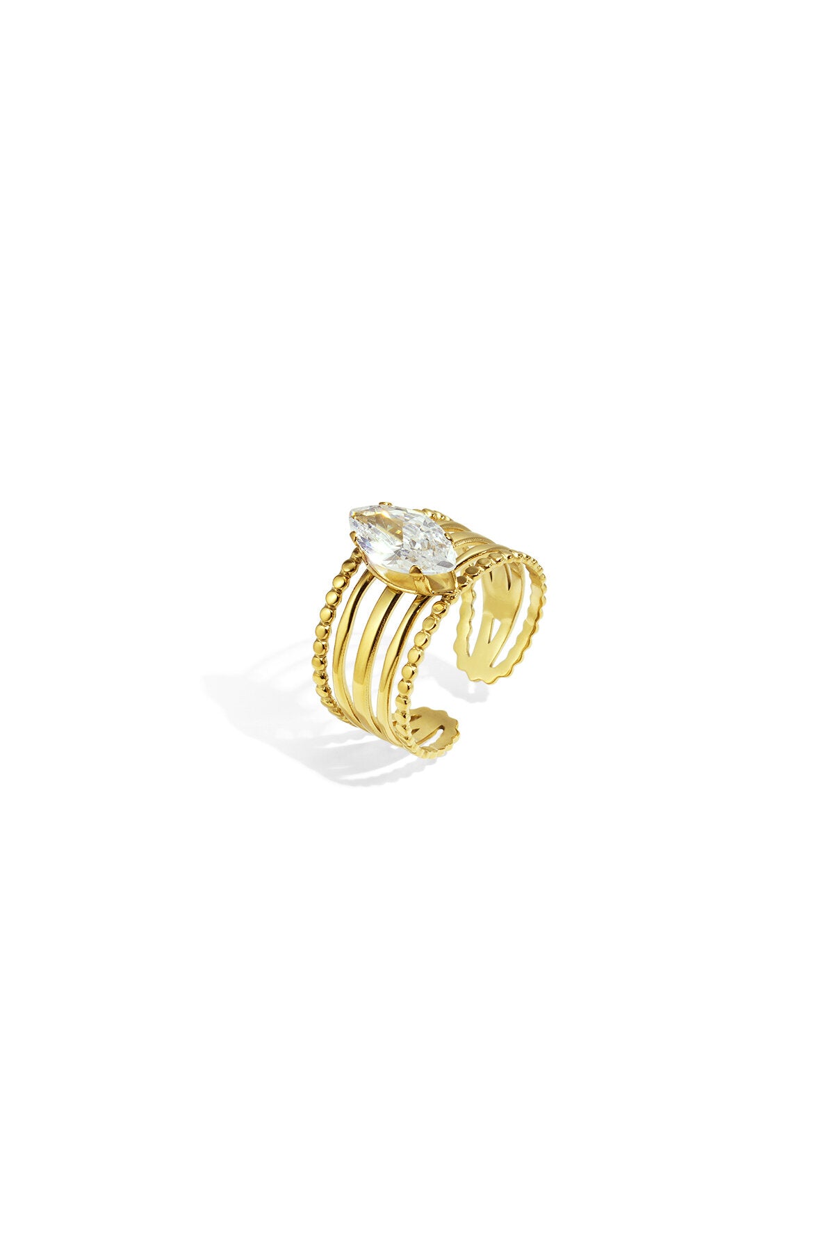 Anelli in acciaio inossidabile con pietre preziose, linee casual, quotidiane, semplici, gioielli da donna