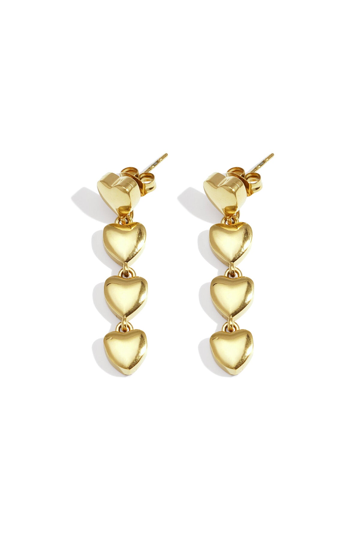 Row of heart earrings